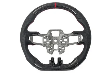 Steeda Q850 Mustang Carbon Fiber Steering Wheel – Red Stitching/Red Sightline (2018-2023)