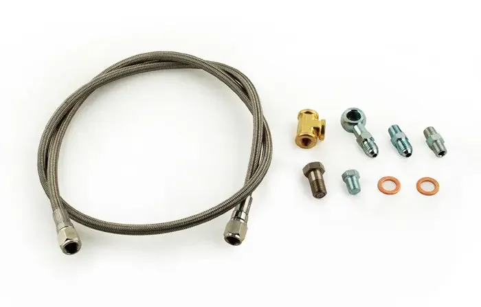 Tomioka Racing TR Stainless Steel Oil Feed Line Kit (104cm) for Garrett T2, T25, T28, GT25, GT28 Ball Bearing Turbo