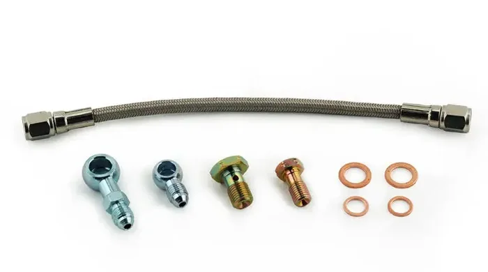 Tomioka Racing TR Stainless Steel Oil Feed Line Kit (30cm) for Mitsubishi EVO 1-9 4G63 Factory Turbo