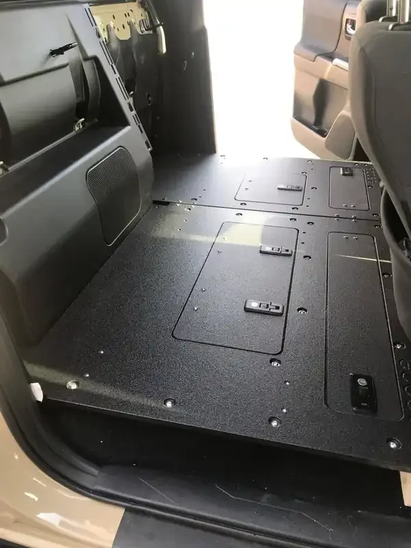 Toyota Tacoma 2005-2023 2nd and 3rd Gen. Double Cab – Second Row Seat Delete Plate System keeping Factory Back Wall