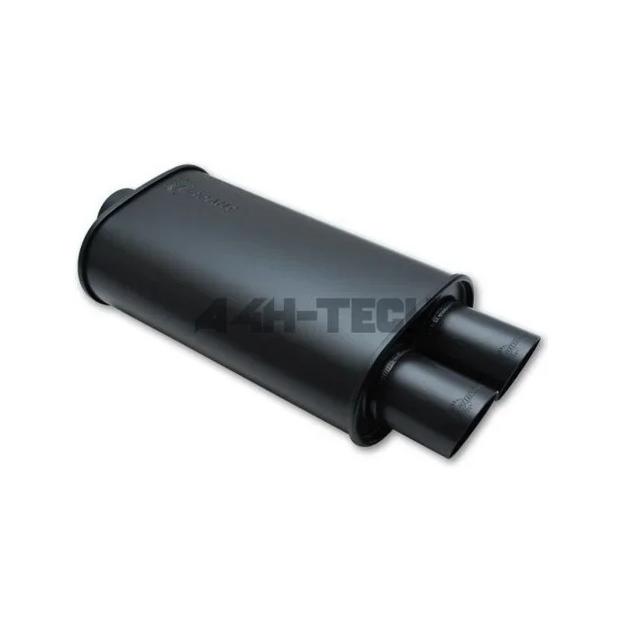 Vibrant streetpower oval stainless steel rear muffler 3″ black dual tip (universal)